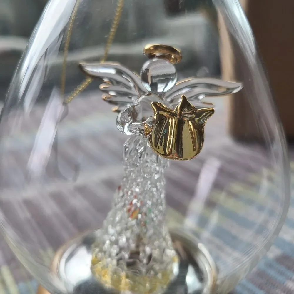 Vintage Avon Gift Collection 1999 Brilliant Spun Glass Angel Ornament Lovely